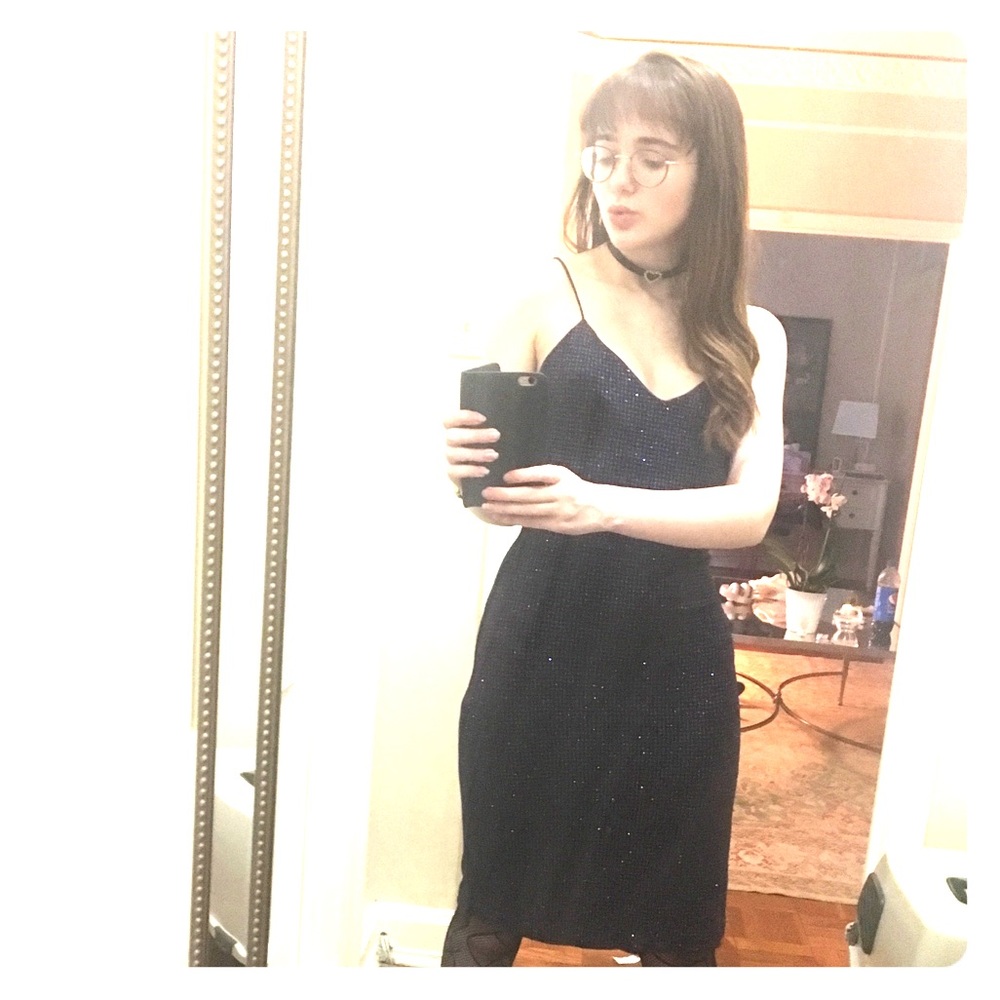 Glittery backless 90s Jodi Kristopher dance dress